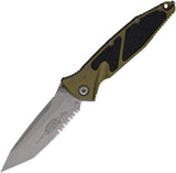 Microtech Socom Elite TE Linerlock OD Green Knife with Apocalyptic Finish Partially Serrated Tanto EDC Ready
