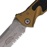 Microtech Socom Elite Auto Liner Lock Tan Knife with Apocalyptic Finish Blade and Glass Breaker EDC by Microtech