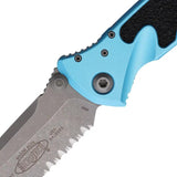 Microtech Socom Elite TE Linerlock Knife Serration 4 Inch Blade Turquoise Handle Apocalyptic Finish Tactical Fans by Microtech