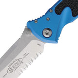 Microtech Socom Elite Linerlock Blue Aluminum Handle With Stonewashed Tanto Blade For Tactical EDC by Microtech