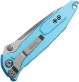 Microtech Socom Elite TE Linerlock Tactical Knife For EDC Enthusiasts With Turquoise Aluminum Handle by Microtech