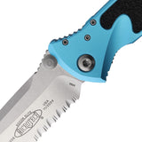 Microtech Socom Elite TE Linerlock Tactical Knife For EDC Enthusiasts With Turquoise Aluminum Handle by Microtech