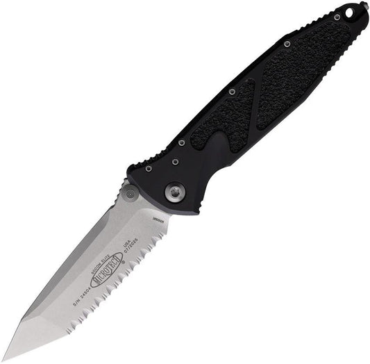 Microtech Socom Elite Linerlock Folding Knife For Tactical Pros 4 Inch Serrated Tanto Stonewash by Microtech
