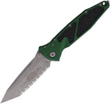 Microtech Socom Elite Folding Knife With Apocalyptic Serrated Tanto Blade And Emerald Aluminum Handle For Tactical EDC by Microtech