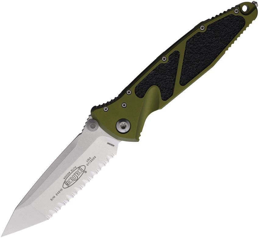 Microtech Socom Elite Linerlock TE OD Knife With Serrated Tanto Blade Glass Breaker Pocket Clip For Tactical EDC by Microtech