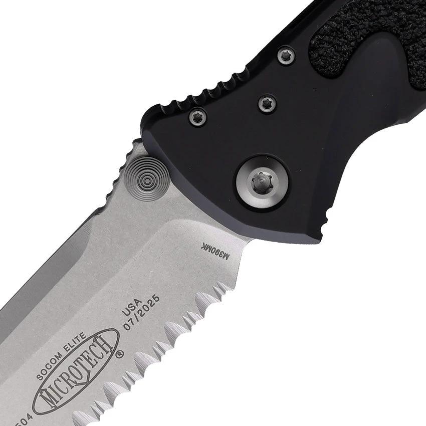 Microtech Socom Elite Linerlock Folding Knife For Tactical Pros 4 Inch Serrated Tanto Stonewash by Microtech