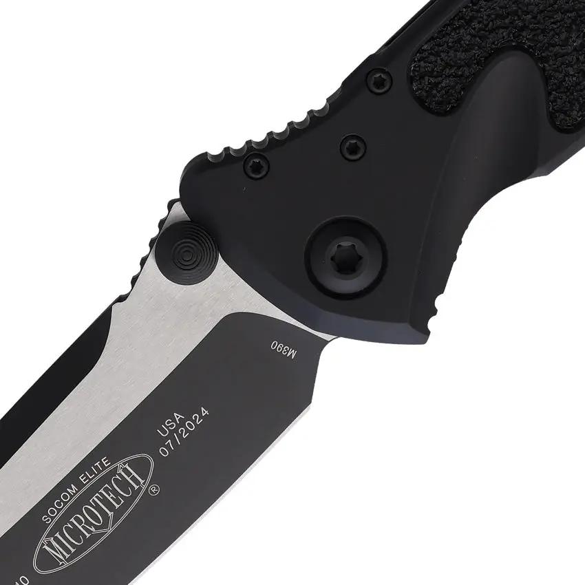 Microtech Socom Elite Linerlock Automatic Knife 4 Inch Blade Black Aluminum Handle With Glass Breaker For Tactical Pros by Microtech