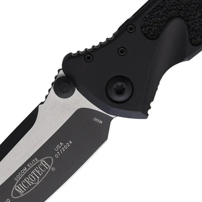 Microtech Socom Elite Linerlock Automatic Knife 4 Inch Blade Black Aluminum Handle With Glass Breaker For Tactical Pros by Microtech