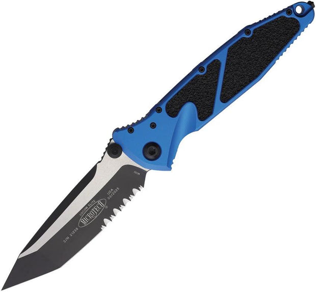 Microtech Socom Elite S E Linerlock Blue Anodized Aluminum Handle Partially Serrated Knife Tactical by Microtech