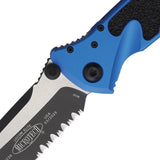 Microtech Socom Elite S E Linerlock Blue Anodized Aluminum Handle Partially Serrated Knife Tactical by Microtech