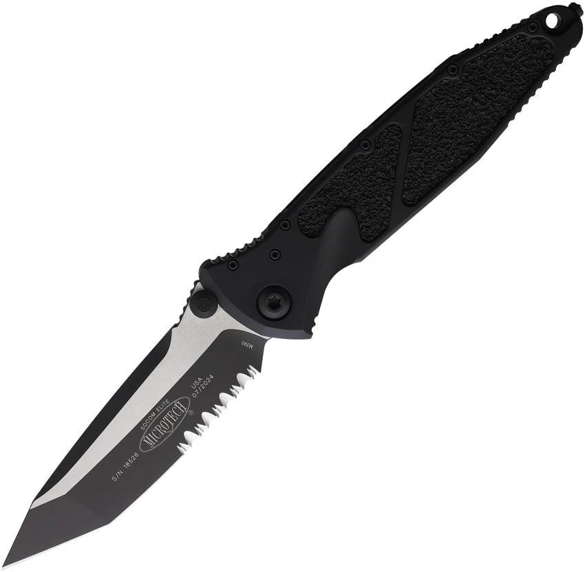 Microtech Socom Elite TE Linerlock Knife For Tactical Pros With Glass Breaker And Two Tone Premium Tanto Blade