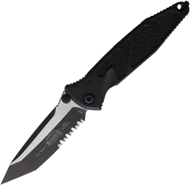 Microtech Socom Elite TE Linerlock Knife For Tactical Pros With Glass Breaker And Two Tone Premium Tanto Blade