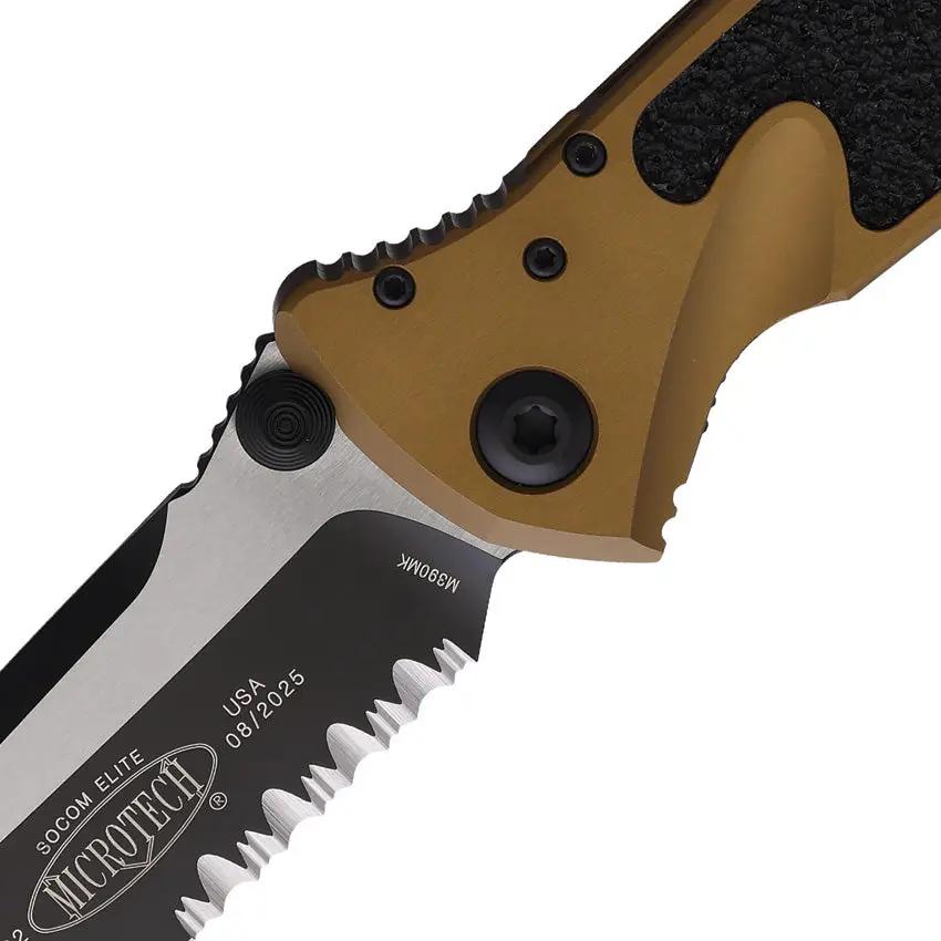 Microtech Socom Elite T/E Linerlock 161-2TA For Tactical Knife Enthusiasts Partially Serrated Two Tone Blade by Microtech