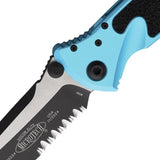 Microtech Socom Elite Linerlock Turquoise Aluminum Handle 4 Inch Tanto Blade Two Tone For Tactical Enthusiasts by Microtech