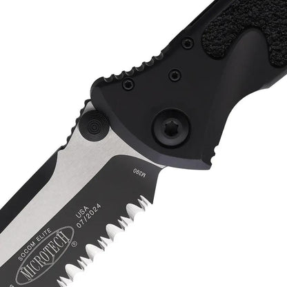 Microtech Socom Elite TE Linerlock Knife For Tactical Pros With Glass Breaker And Two Tone Premium Tanto Blade by Microtech