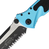 Microtech Socom Elite Linerlock Tactical Knife 161-3TQ Two Tone Serrated Blade Turquoise Handle EDC by Microtech
