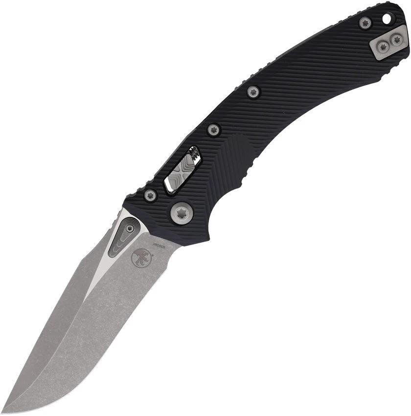 Microtech Amphibian SE Ram Lok Knife FourInch Apocalyptic M390 Blade Black Aluminum Handle EDC