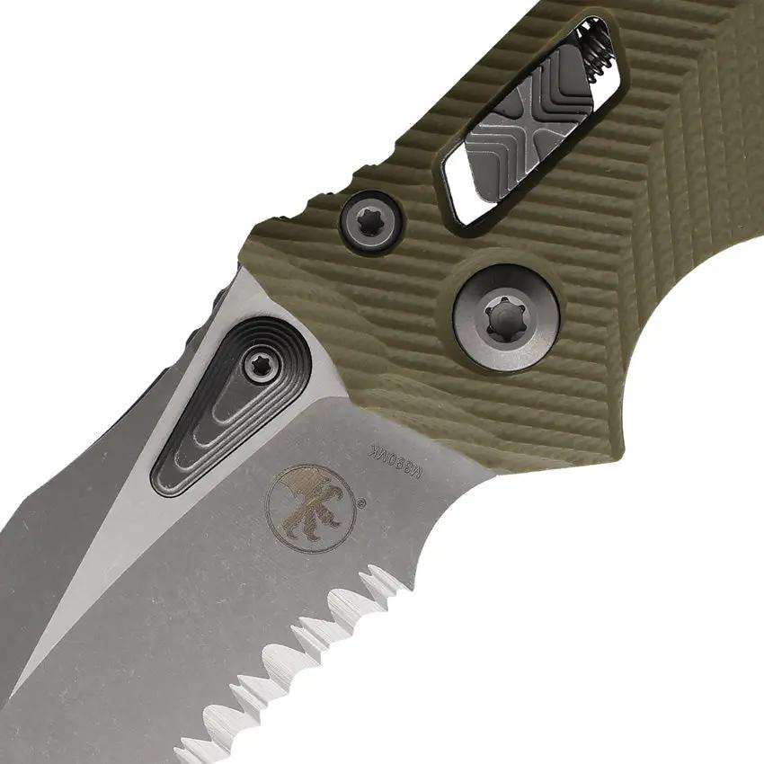 Microtech Amphibian SE RamLok OD Green G10 Knife With Partially Serrated M390MK Blade For EDC Enthusiasts by Microtech