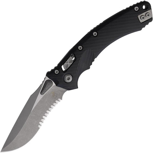 Microtech Amphibian Serrated Edge Ram-Lok Black 137RL-11APFL Tactical EDC Knife For Collectors by Microtech