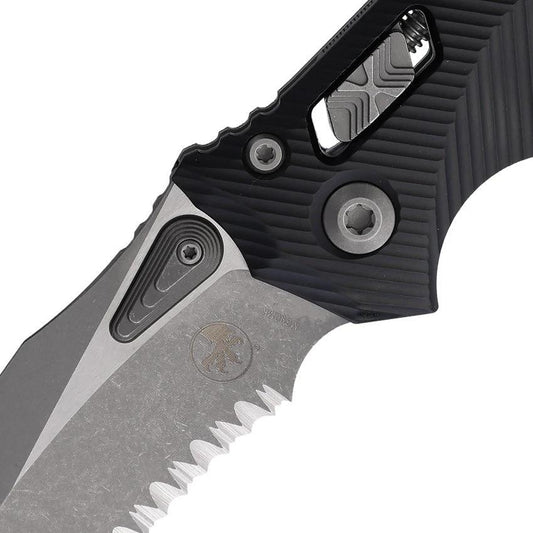 Microtech Amphibian Serrated Edge Ram-Lok Black 137RL-11APFL Tactical EDC Knife For Collectors by Microtech