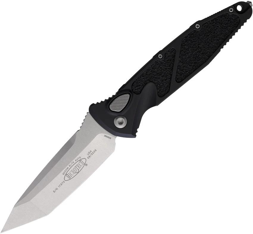 Microtech Auto Socom Elite Buttonlock Tactical Knife For EDC Enthusiasts Automatic Opening 4in Stonewashed Tanto Blade