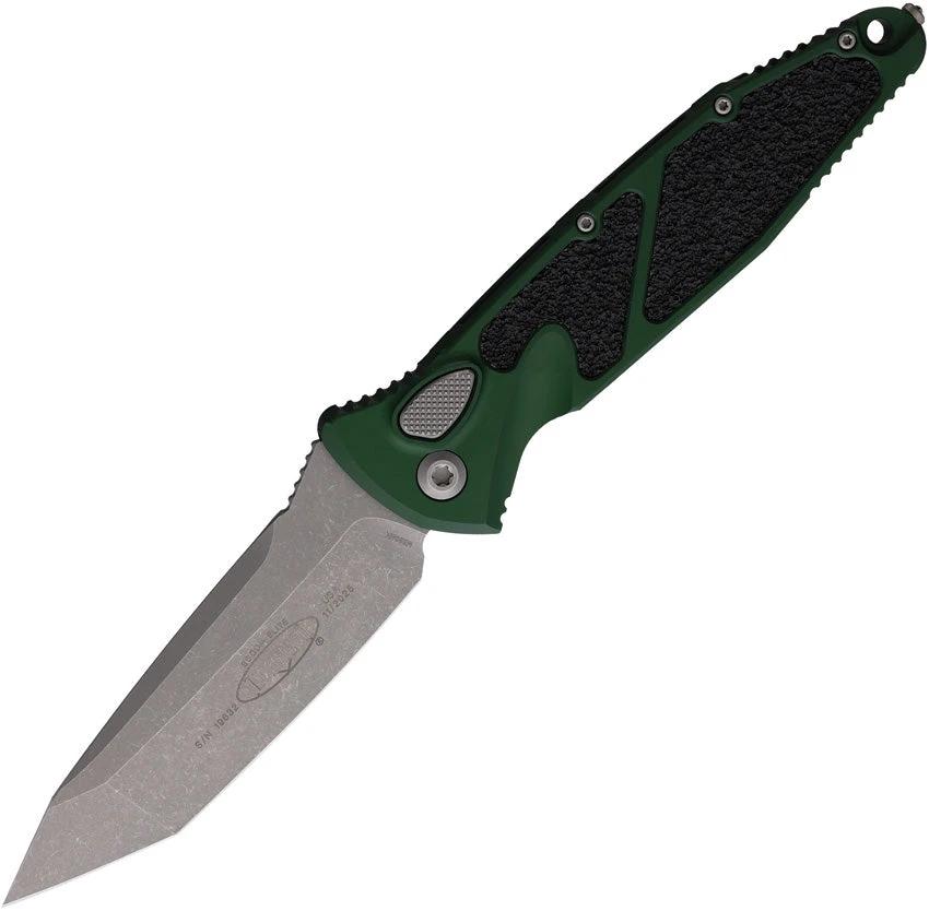 Microtech Auto Socom Elite Buttonlock Knife Emerald Green Aluminum Handle Automatic M390 Blade for Tactical Pros
