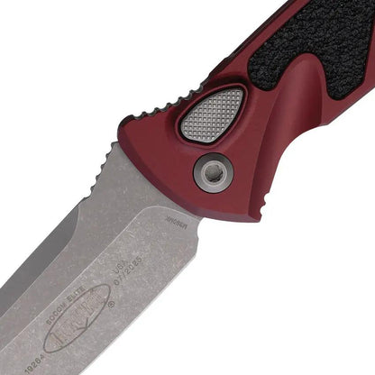 Microtech Auto Socom Elite Buttonlock Knife For Tactical Fans With 4 Inch Tanto Blade Merlot Aluminum Handle by Microtech