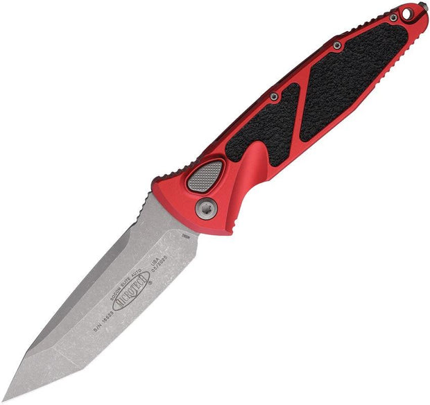 Microtech Socom Elite Auto Buttonlock Knife For Tactical Knife Enthusiasts With M390 Tanto Blade And Red Aluminum Handle