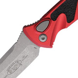 Microtech Socom Elite Auto Buttonlock Knife For Tactical Knife Enthusiasts With M390 Tanto Blade And Red Aluminum Handle by Microtech