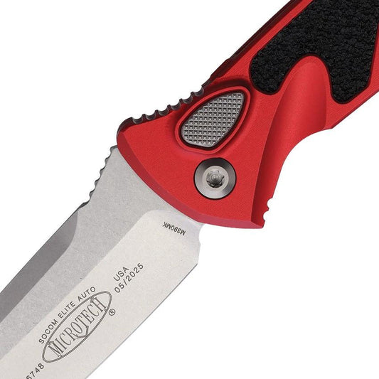 Microtech Auto Socom Elite Buttonlock Automatic EDC Knife With Red Aluminum Handle 161A10RD by Microtech