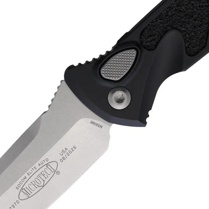 Microtech Auto Socom Elite Buttonlock Tactical Knife For EDC Enthusiasts Automatic Opening 4in Stonewashed Tanto Blade by Microtech