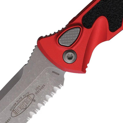 Microtech Auto Socom Elite ButtonLock Automatic Opening Tactical EDC Knife With Red Aluminum by Microtech
