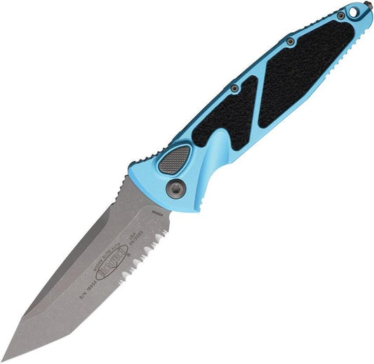Microtech Auto Socom Elite Buttonlock Automatic Opening Tactical EDC Knife Premium Turquoise Aluminum Handle M390 Blade