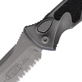 Microtech Auto Socom Elite Buttonlock Knife With M390 Tanto Apocalyptic Finish Gray Handle For Tactical EDC Fans by Microtech