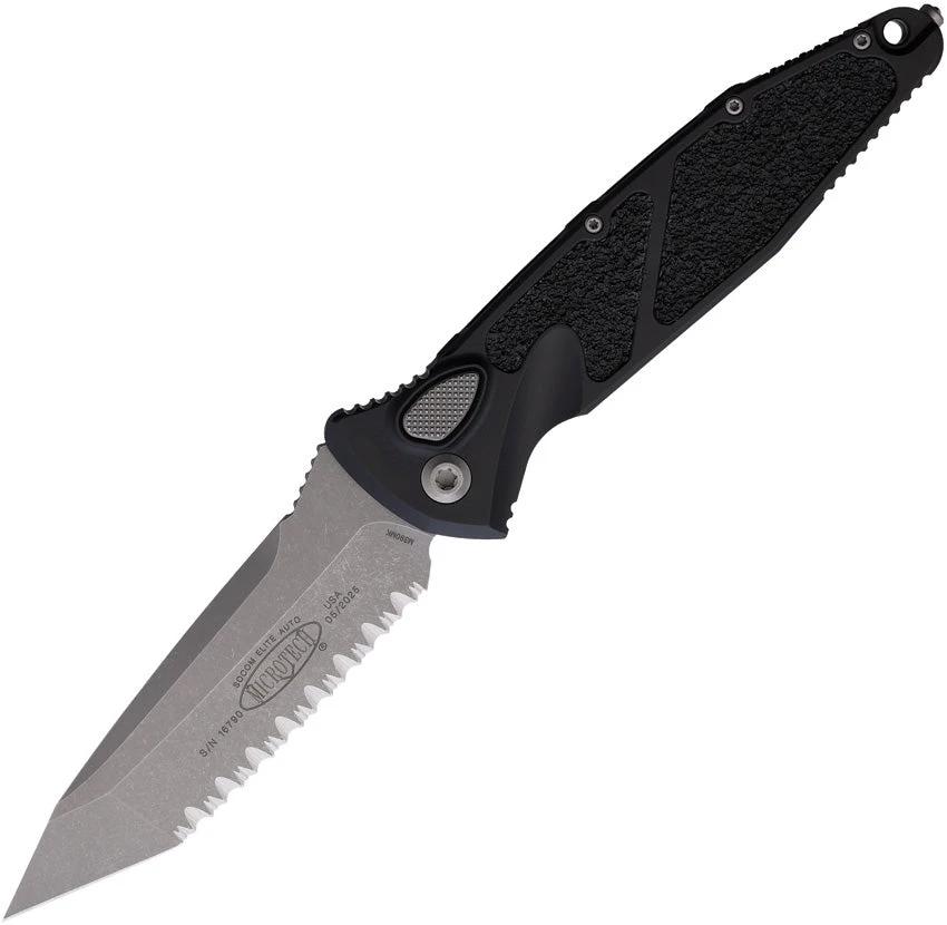 Microtech Socom Elite Auto Buttonlock Knife 4 Inch M390 Tanto Blade Black Aluminum Handle Tactical EDC by Microtech