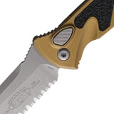 Microtech Auto Socom Elite Buttonlock Tactical Automatic Opening Pocket Knife 4in Serrated Blade Tan Aluminum Handle by Microtech