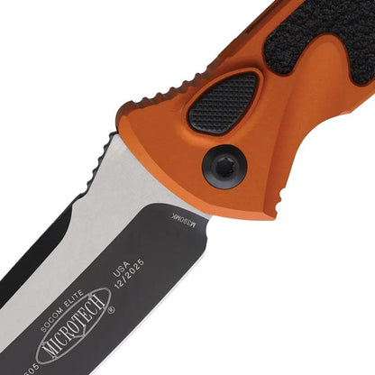Microtech Auto Socom Elite Buttonlock Knife With Auto Opening M390MK Tanto Blade Two Tone Aluminum For EDC Enthusiasts by Microtech
