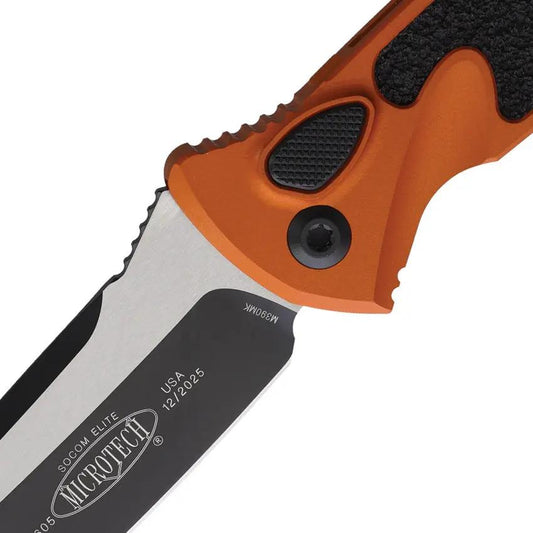 Microtech Auto Socom Elite Buttonlock Knife With Auto Opening M390MK Tanto Blade Two Tone Aluminum For EDC Enthusiasts by Microtech