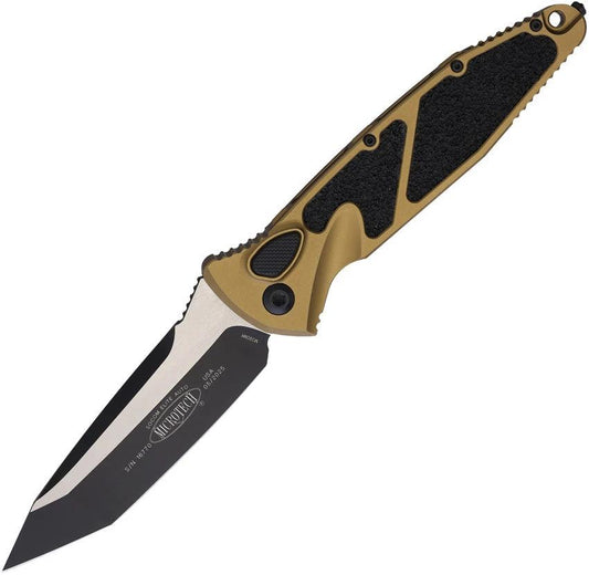 Microtech Auto Socom Elite Buttonlock Knife With Automatic Opening M390 Blade Tan Handle For Tactical EDC Enthusiasts