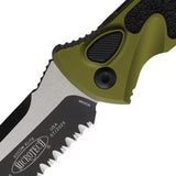Microtech Auto Socom Elite Buttonlock Knife With Two Tone Blade OD Green Aluminum Handle For Tactical Enthusiasts by Microtech