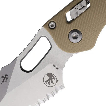 Microtech Stitch SE Ram Lok Tan Knife 5 Inch Closed With Tan Fluted G10 Handle M390MK Blade For Tactical Enthusiasts by Microtech