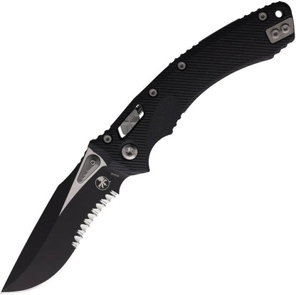 Microtech Amphibian EDC Knife Ram Lok 5.38 Inch Closed Partially Serrated Bohler M390MK Blade Black G10 by Microtech
