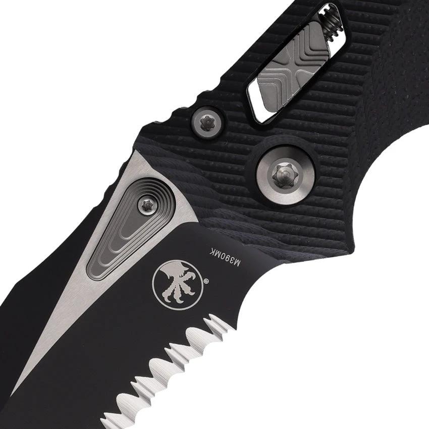 Microtech Amphibian EDC Knife Ram Lok 5.38 Inch Closed Partially Serrated Bohler M390MK Blade Black G10 by Microtech