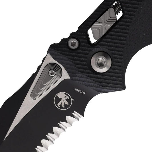 Microtech Amphibian EDC Knife Ram Lok 5.38 Inch Closed Partially Serrated Bohler M390MK Blade Black G10 by Microtech