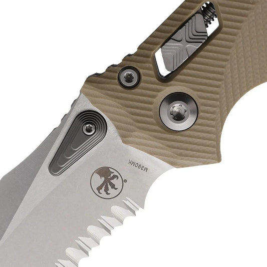 Microtech Amphibian Serrated Edge Ram Lok Tan M390 Stonewash Knife For EDC Enthusiasts by Microtech