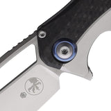 Microtech Matrix Framelock EDC Knife With Carbon Fiber Onlay And Blue Titanium Pivot Premium Steel Blade by Microtech