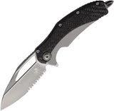 Microtech Matrix Framelock Knife 165C8CFTI With Gray Titanium Handle Carbon Fiber Inlay Partially Serrated EDC Blade