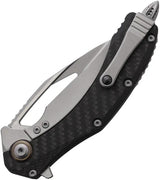 Microtech Matrix Framelock Knife 165C8CFTI With Gray Titanium Handle Carbon Fiber Inlay Partially Serrated EDC Blade by Microtech