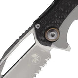 Microtech Matrix Framelock Knife 165C8CFTI With Gray Titanium Handle Carbon Fiber Inlay Partially Serrated EDC Blade by Microtech