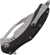 Microtech Matrix Framelock Knife With Titanium Gray Handle Carbon Fiber Inlay For EDC Enthusiasts 4 Inch Serrated Blade by Microtech